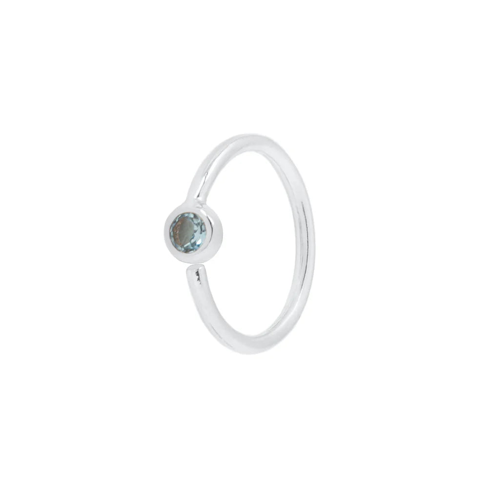 FIXED BEZEL BEAD + 2MM LONDON BLUE TOPAZ + SIDE SET FACING - SEAM RING *PRE-ORDER* Buddha Jewelry