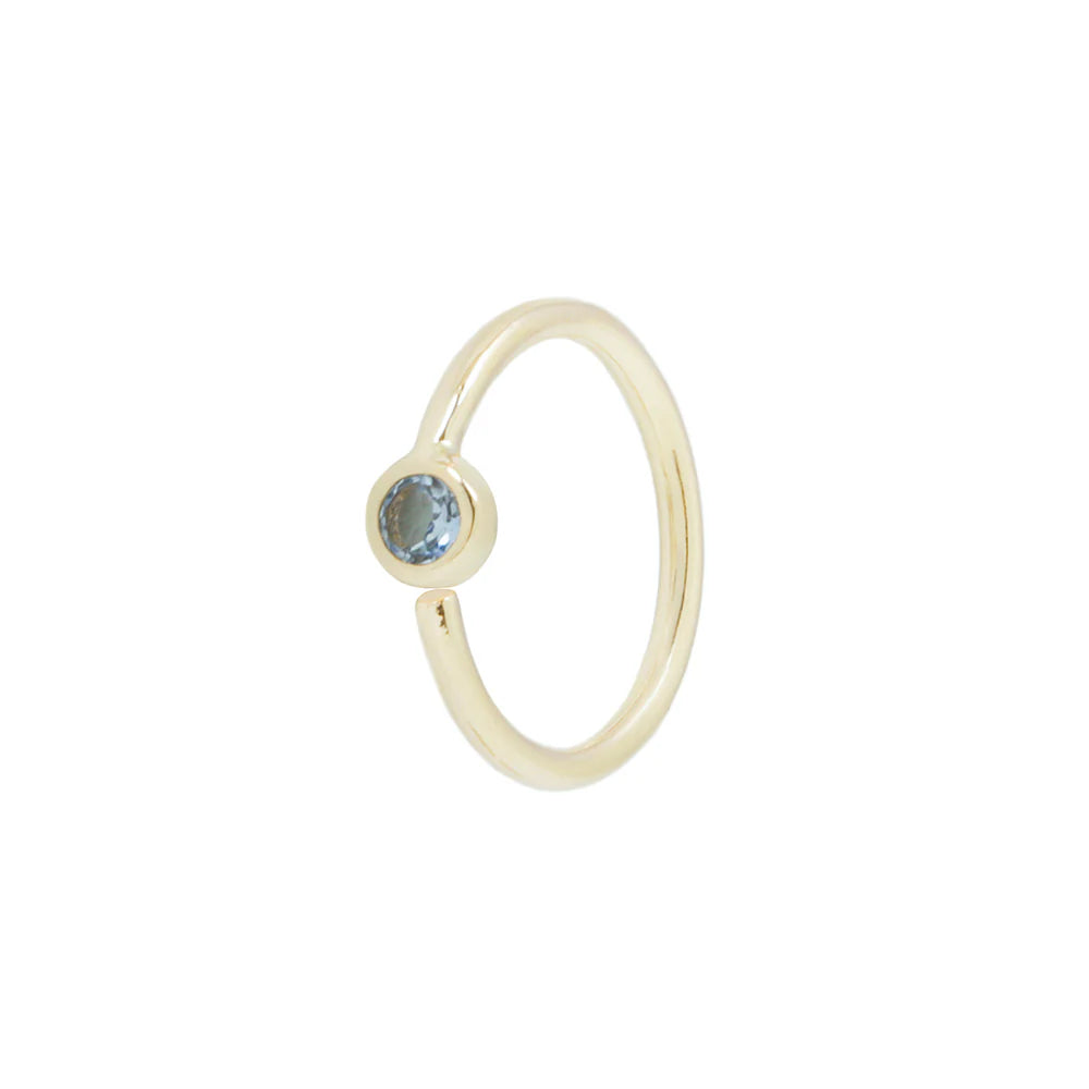 FIXED BEZEL BEAD + 2MM LONDON BLUE TOPAZ + SIDE SET FACING - SEAM RING *PRE-ORDER* Buddha Jewelry