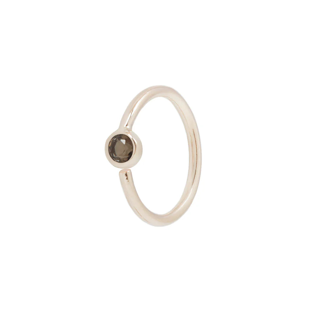 FIXED BEZEL BEAD + 2MM SMOKY QUARTZ + SIDE SET FACING - SEAM RING *PRE-ORDER* Buddha Jewelry