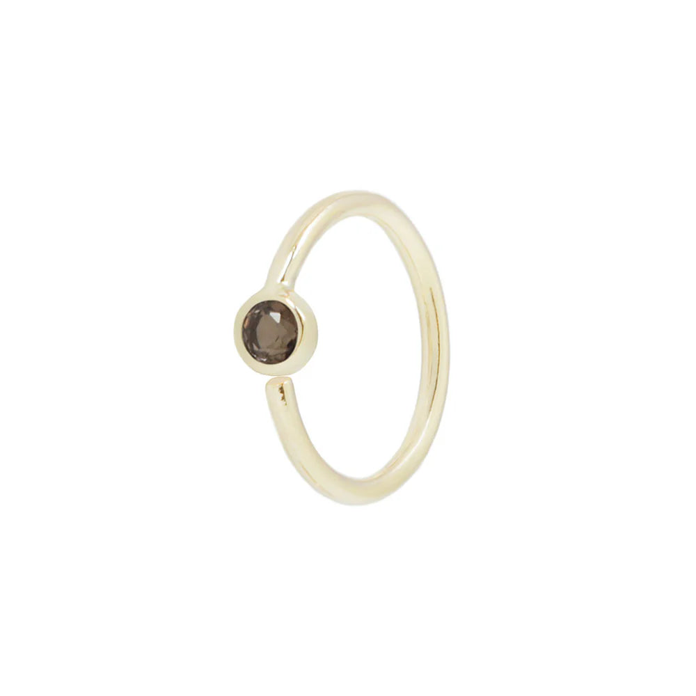 FIXED BEZEL BEAD + 2MM SMOKY QUARTZ + SIDE SET FACING - SEAM RING *PRE-ORDER* Buddha Jewelry