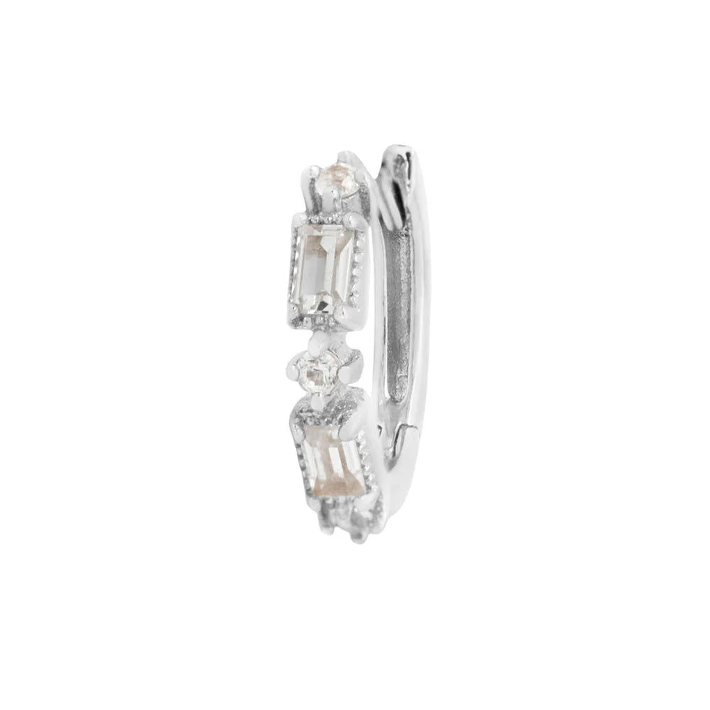EUPHORIA HUGGIE + WHITE SAPPHIRE - CLICKER RING *PRE-ORDER* Buddha Jewelry