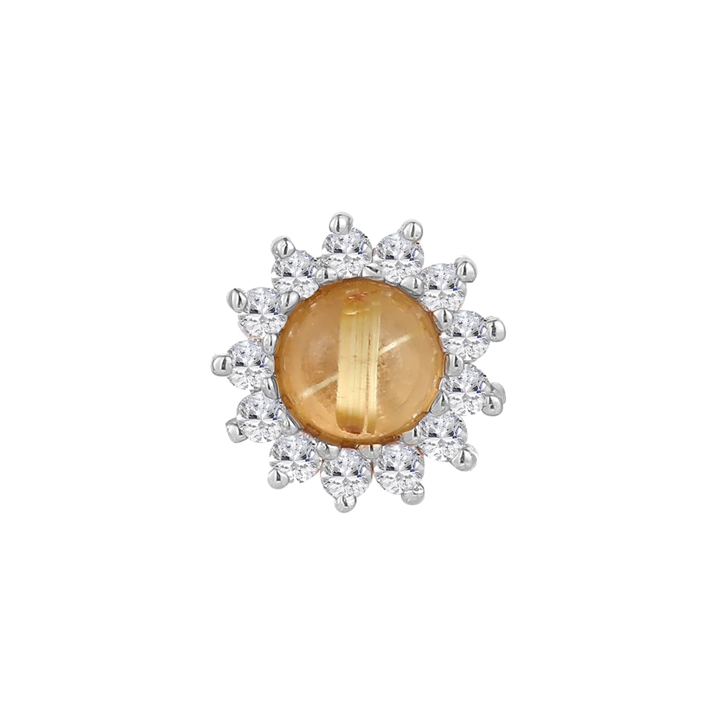 DELPHINE + RUTILATED QUARTZ + WHITE SAPPHIRE - THREADLESS END *PRE-ORDER* Buddha Jewelry
