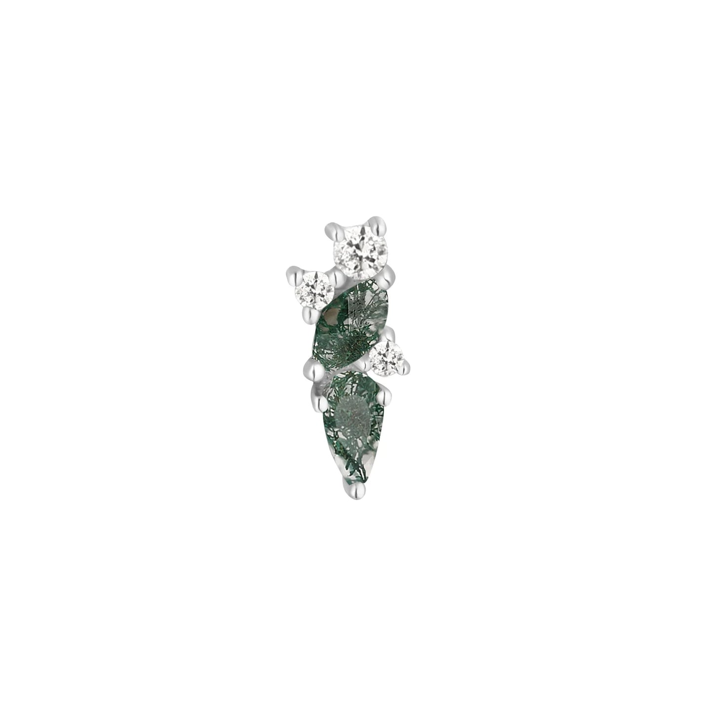 VISIONARY + WHITE TOPAZ + MOSS AGATE - THREADLESS END *PRE-ORDER* Buddha Jewelry