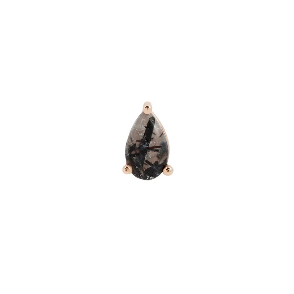 TOURMALATED QUARTZ PEAR- THREADLESS END *PRE-ORDER* Buddha Jewelry