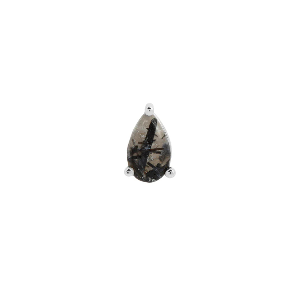 TOURMALATED QUARTZ PEAR- THREADLESS END *PRE-ORDER* Buddha Jewelry