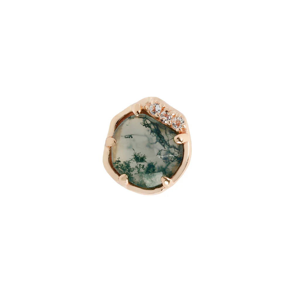 VISION + MOSS AGATE + WHITE TOPAZ - THREADLESS END *PRE-ORDER* Buddha Jewelry