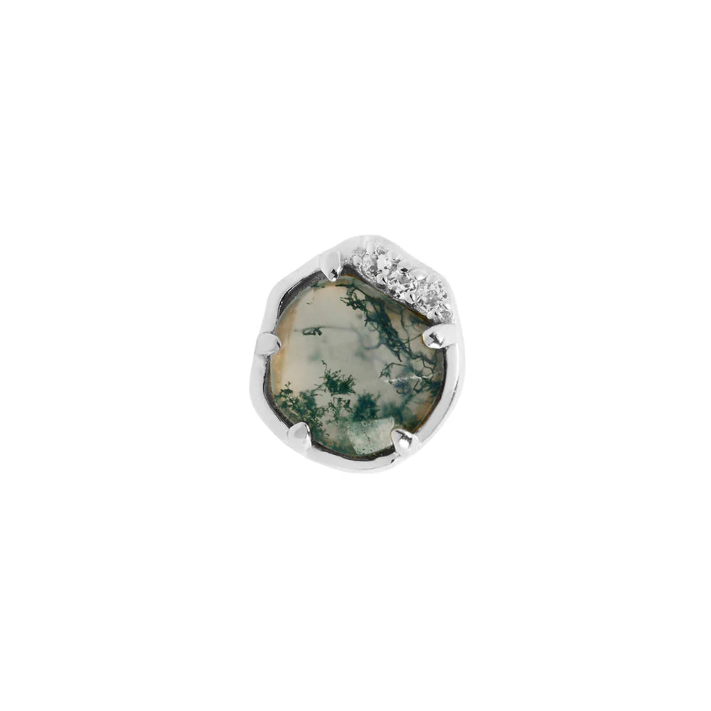 VISION + MOSS AGATE + WHITE TOPAZ - THREADLESS END *PRE-ORDER* Buddha Jewelry