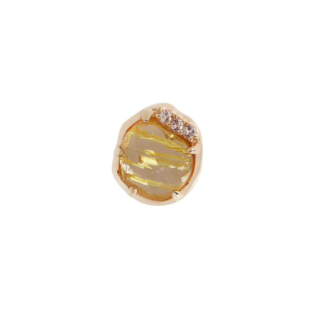 VISION + RUTILATED QUARTZ + WHITE TOPAZ - THREADLESS END *PRE-ORDER* Buddha Jewelry