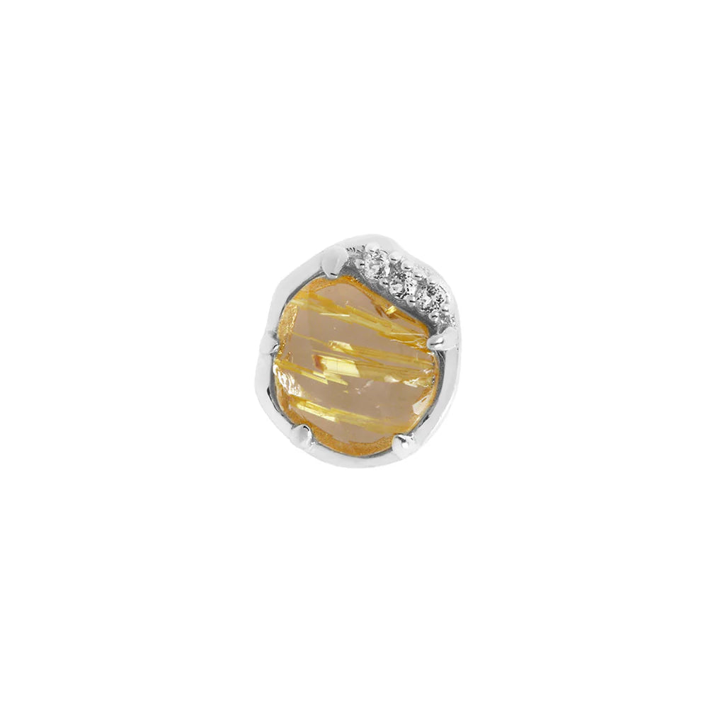 VISION + RUTILATED QUARTZ + WHITE TOPAZ - THREADLESS END *PRE-ORDER* Buddha Jewelry