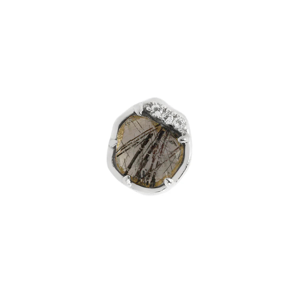 VISION + TOURMALATED QUARTZ + WHITE TOPAZ - THREADLESS END *PRE-ORDER* Buddha Jewelry