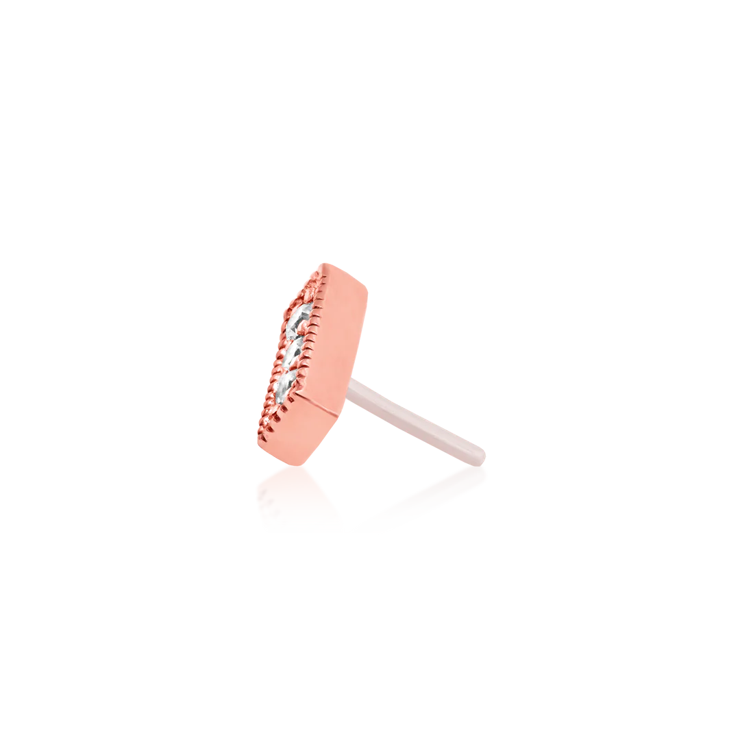 3 GEM MILLGRAIN CZ BAR - THREADLESS END *PRE-ORDER* Junipurr Jewelry