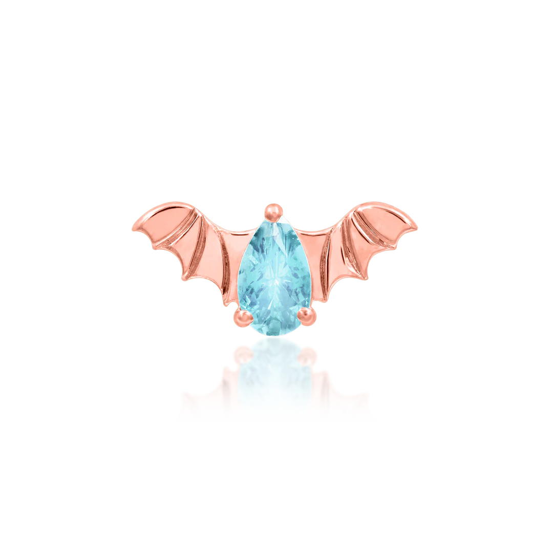 BAT WITH AQUAMARINE CZ - THREADLESS END *PRE-ORDER* Junipurr Jewelry