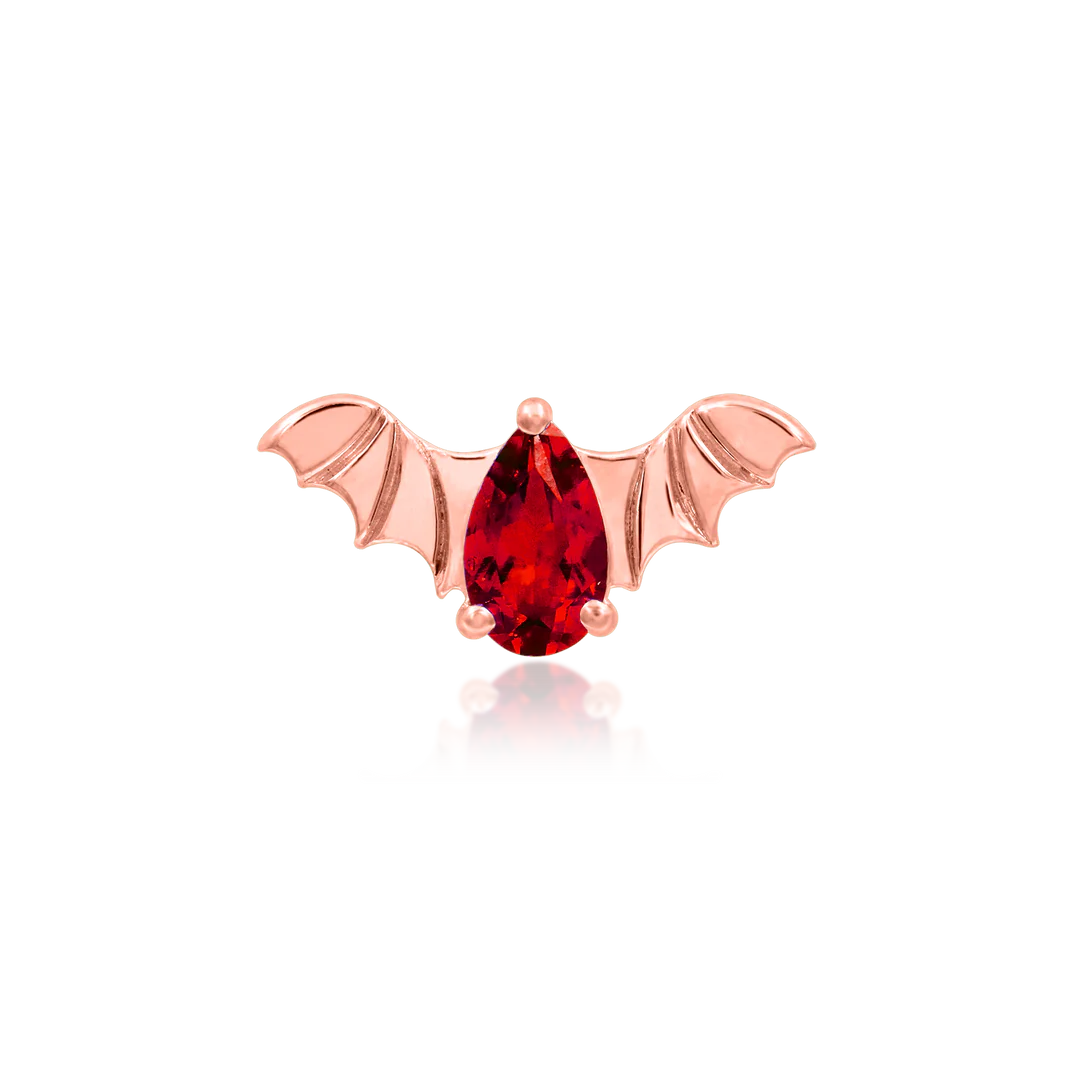 BAT WITH GARNET CZ - THREADLESS END *PRE-ORDER* Junipurr Jewelry