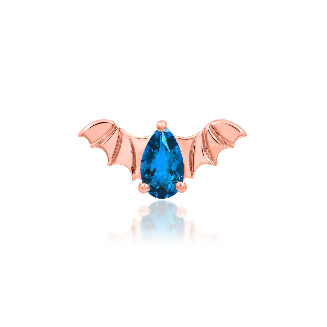BAT WITH LIGHT SAPPHIRE BLUE CZ - THREADLESS END *PRE-ORDER* Junipurr Jewelry