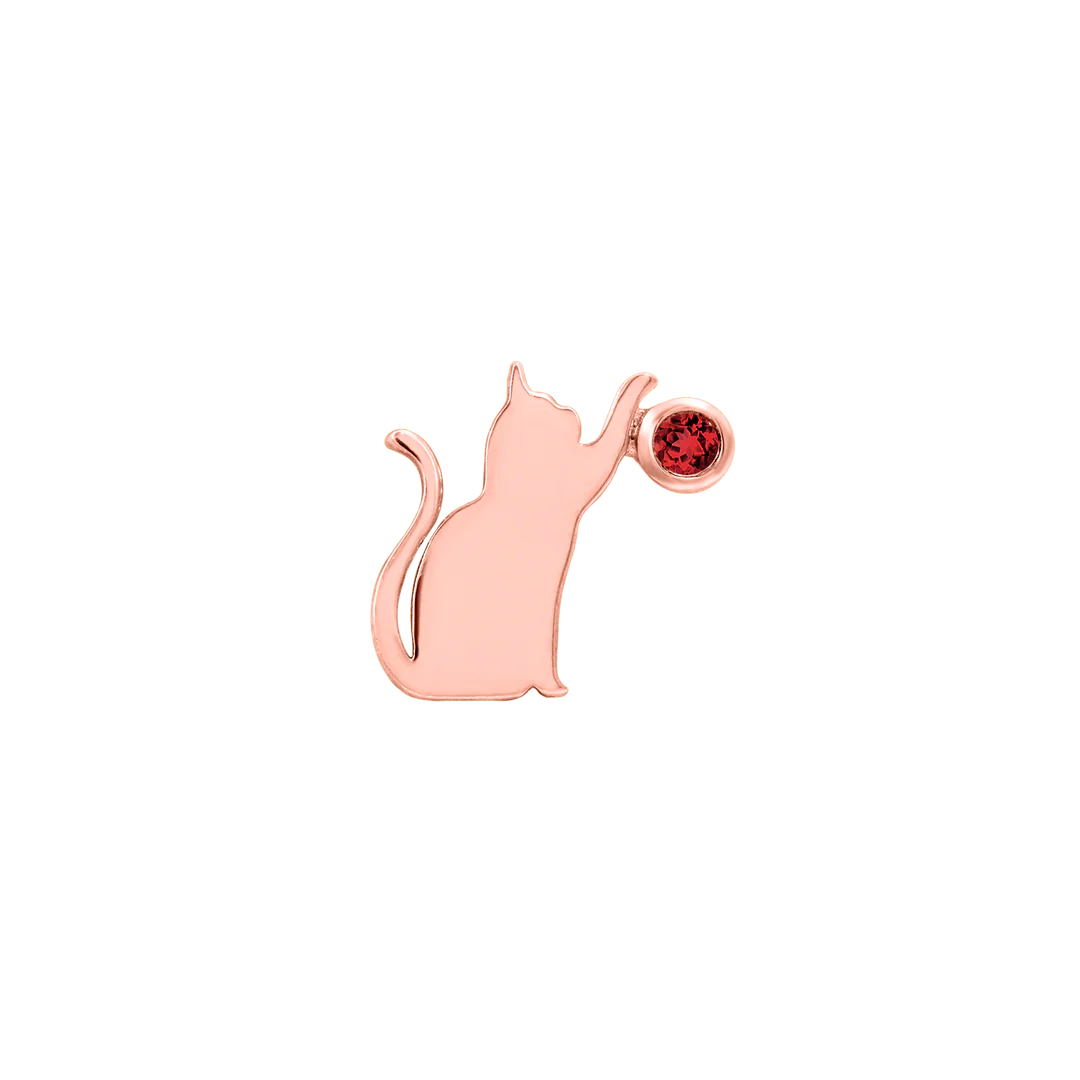 CAT/LASER WITH GARNET - THREADLESS END *PRE-ORDER* Junipurr Jewelry