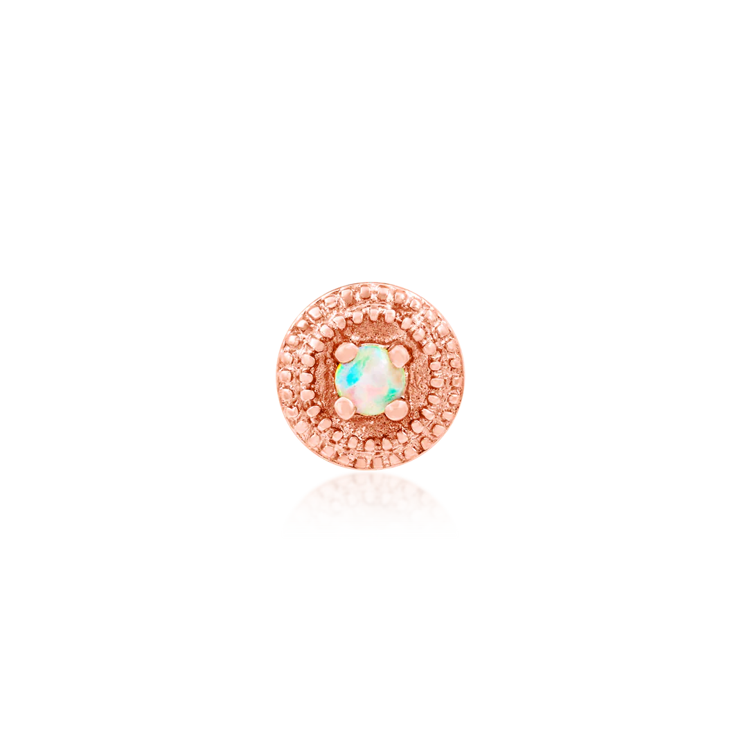 ROUND DOUBLE MILLGRAIN WITH OPAL - THREADLESS END *PRE-ORDER* Junipurr Jewelry