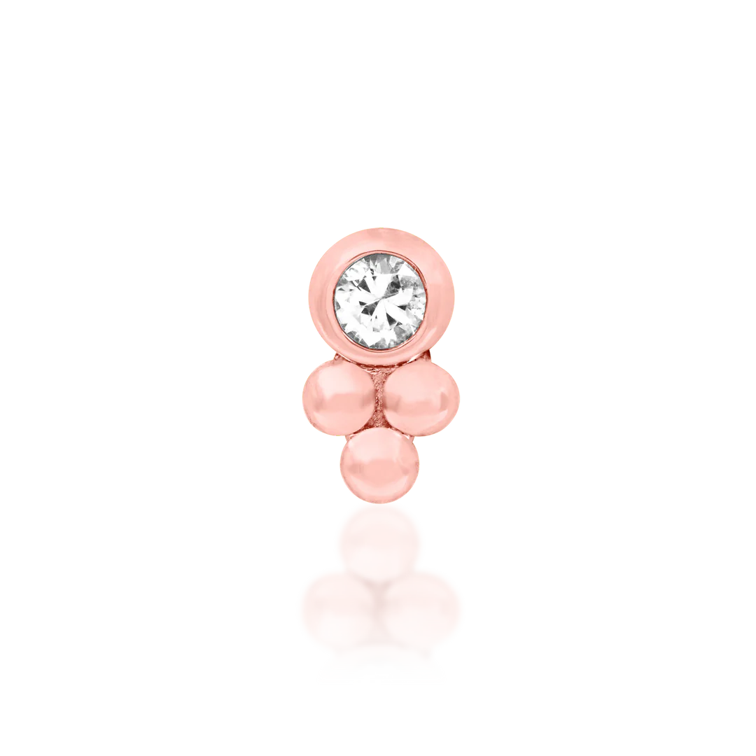 BEZEL-SET CZ TRI-BEAD - THREADLESS END *PRE-ORDER* Junipurr Jewelry