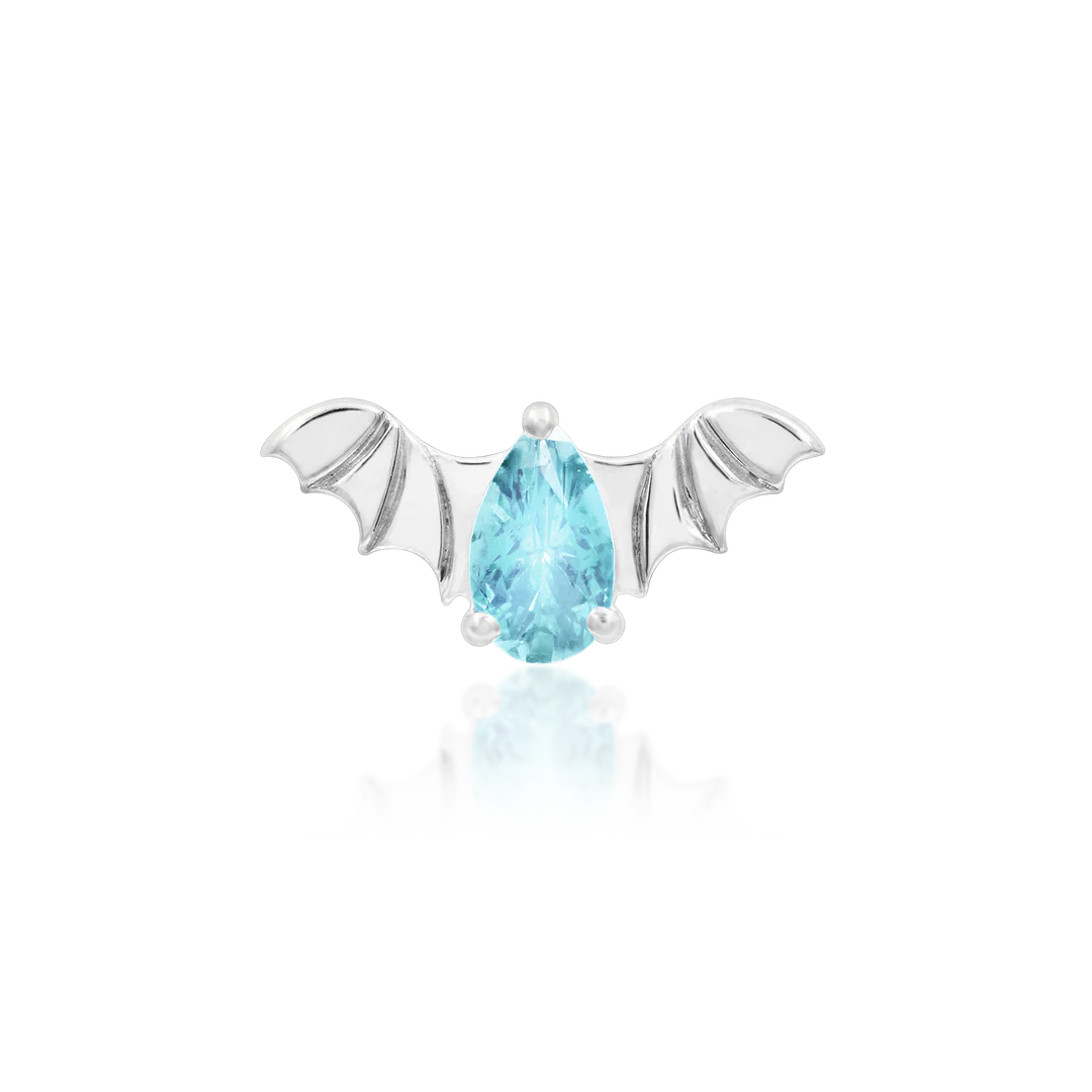 BAT WITH AQUAMARINE CZ - THREADLESS END *PRE-ORDER* Junipurr Jewelry