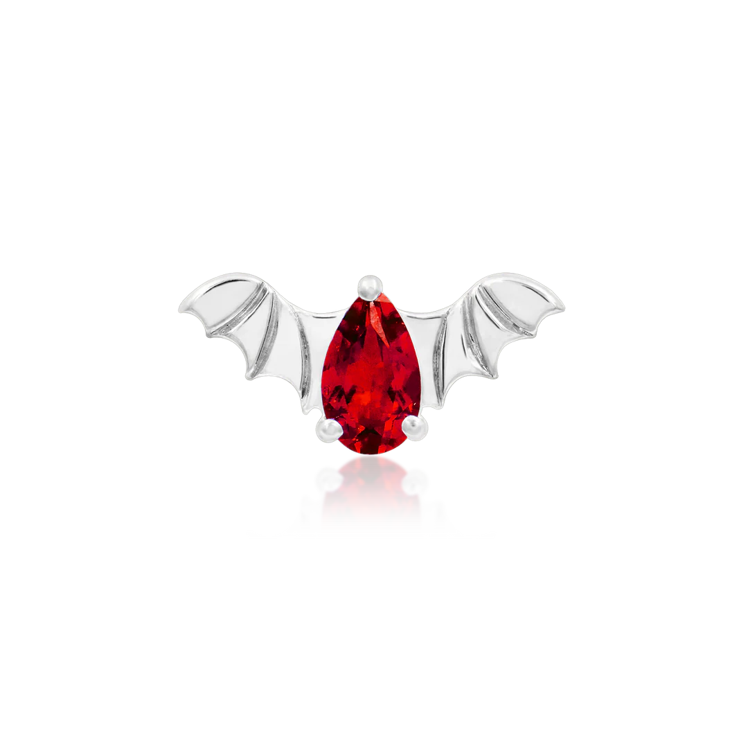 BAT WITH GARNET CZ - THREADLESS END *PRE-ORDER* Junipurr Jewelry