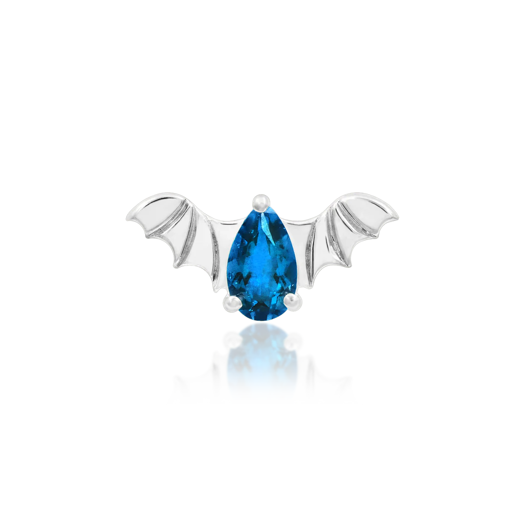 BAT WITH LIGHT SAPPHIRE BLUE CZ - THREADLESS END *PRE-ORDER* Junipurr Jewelry