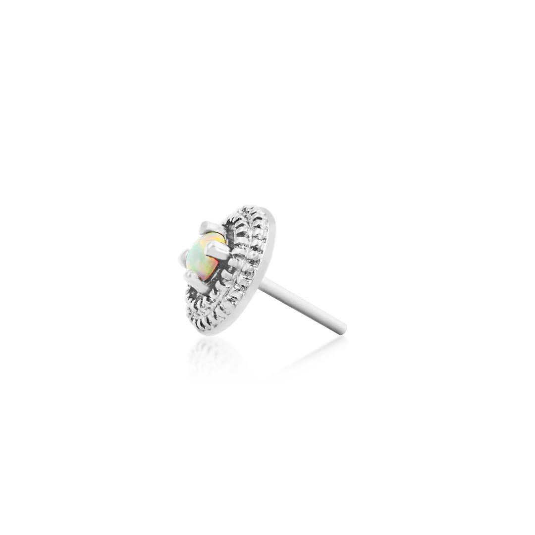 ROUND DOUBLE MILLGRAIN WITH OPAL - THREADLESS END *PRE-ORDER* Junipurr Jewelry