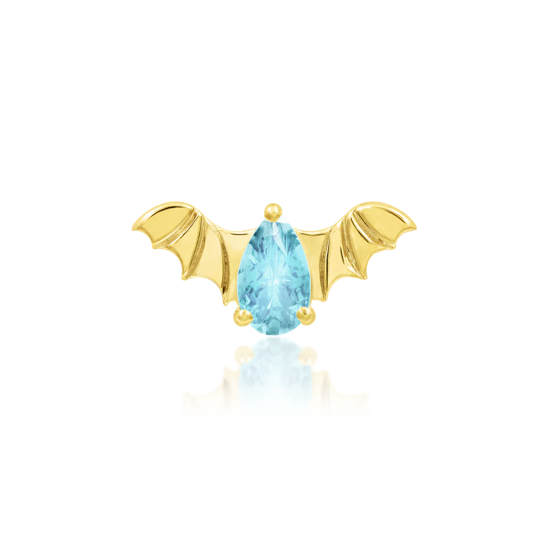 BAT WITH AQUAMARINE CZ - THREADLESS END *PRE-ORDER* Junipurr Jewelry