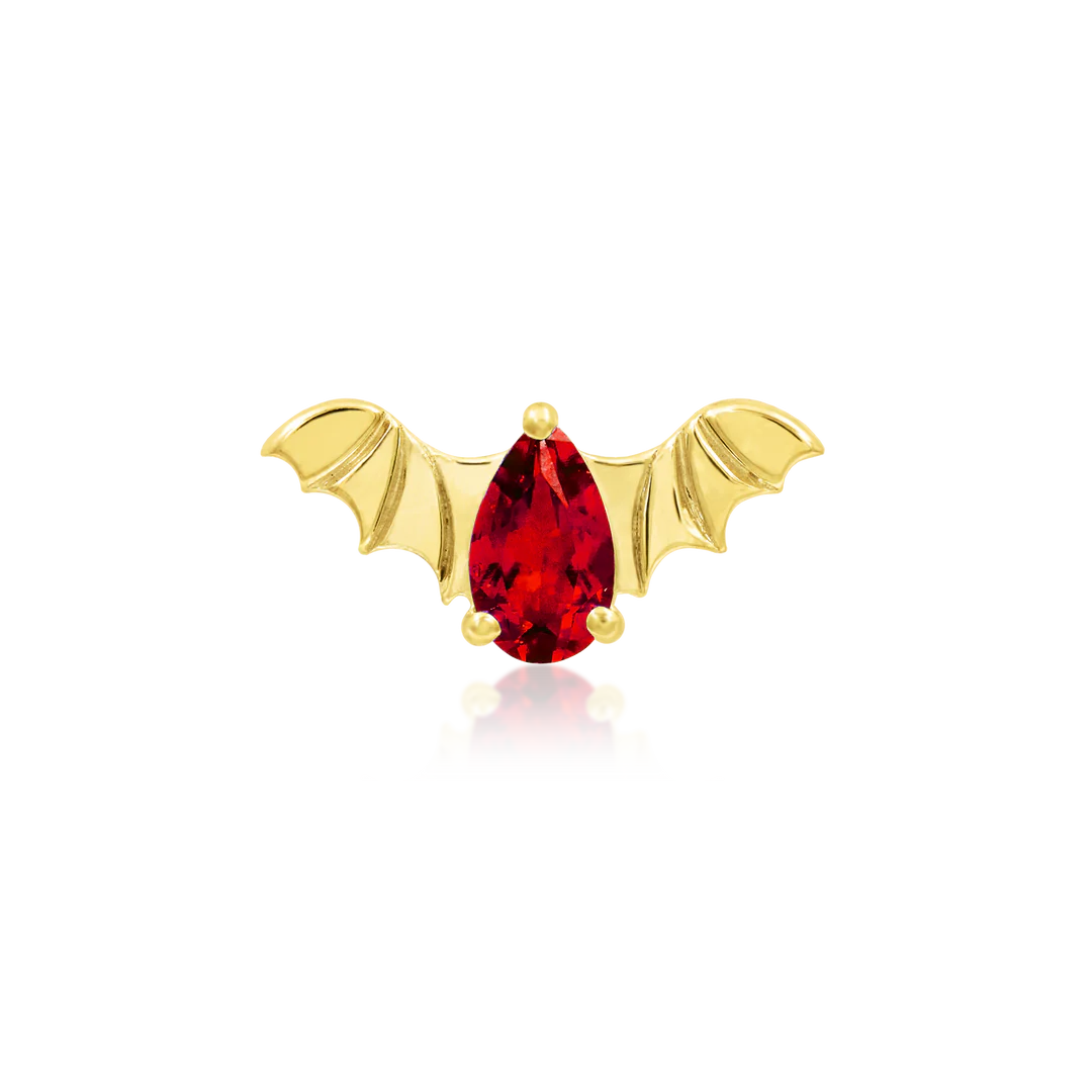 BAT WITH GARNET CZ - THREADLESS END *PRE-ORDER* Junipurr Jewelry