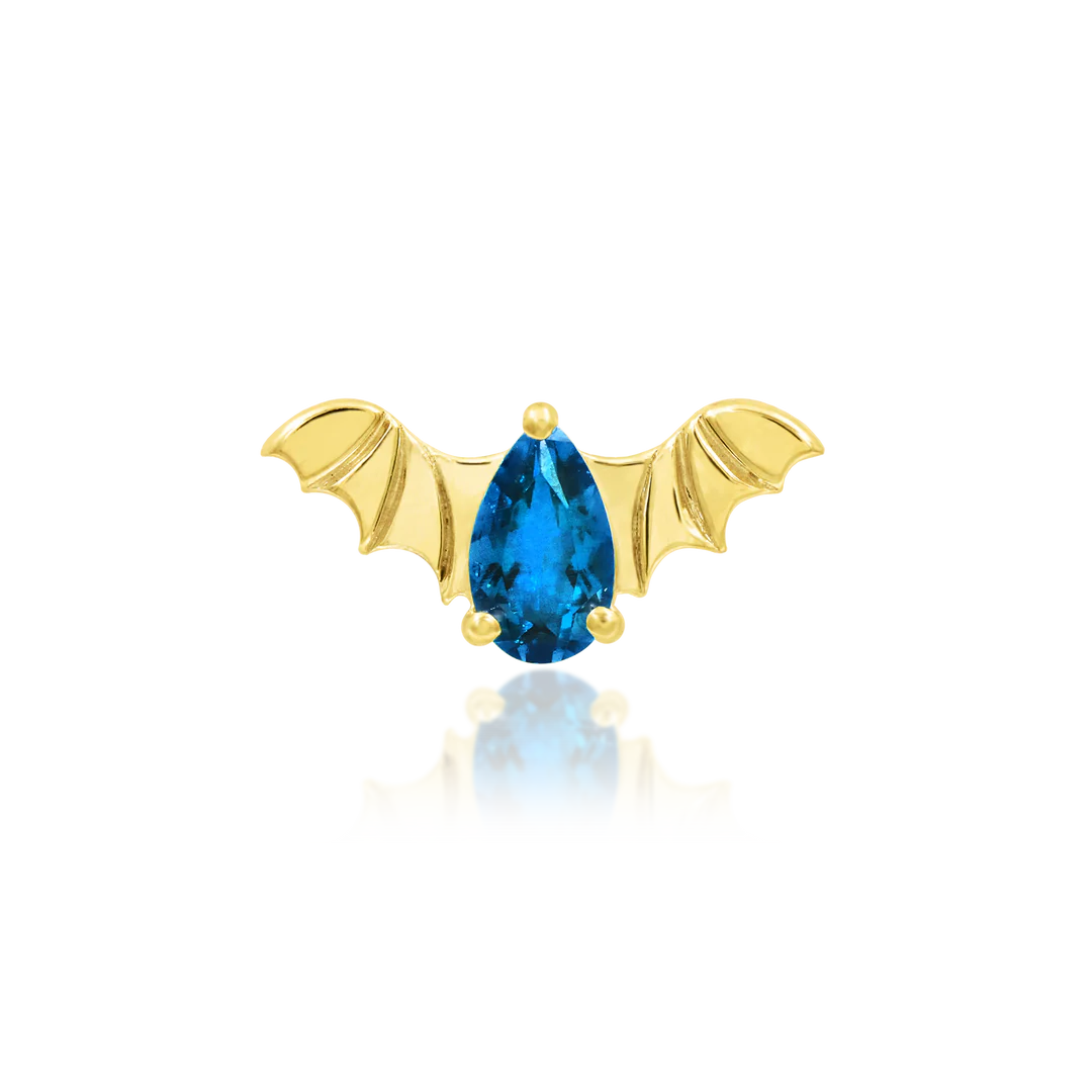 BAT WITH LIGHT SAPPHIRE BLUE CZ - THREADLESS END *PRE-ORDER* Junipurr Jewelry
