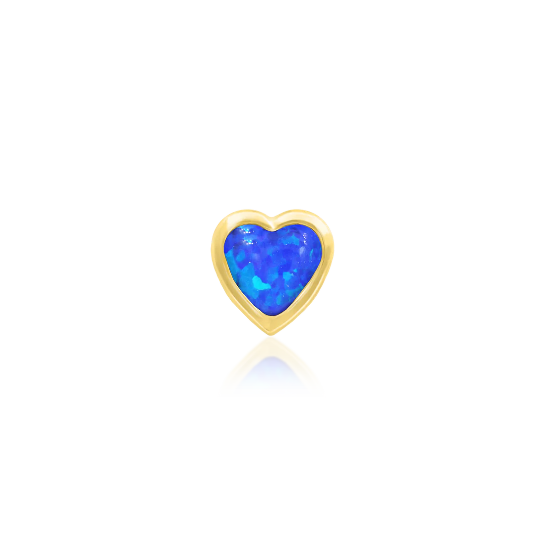 BLUE OPAL BEZEL HEART - THREADLESS END *PRE-ORDER* Junipurr Jewelry