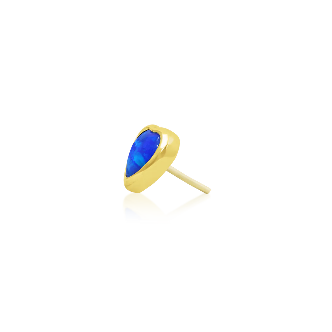 BLUE OPAL BEZEL HEART - THREADLESS END *PRE-ORDER* Junipurr Jewelry