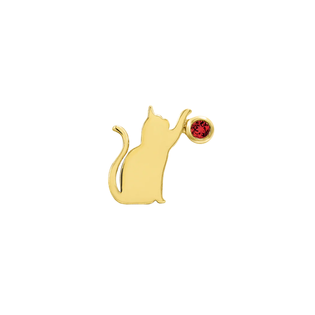 CAT/LASER WITH GARNET - THREADLESS END *PRE-ORDER* Junipurr Jewelry