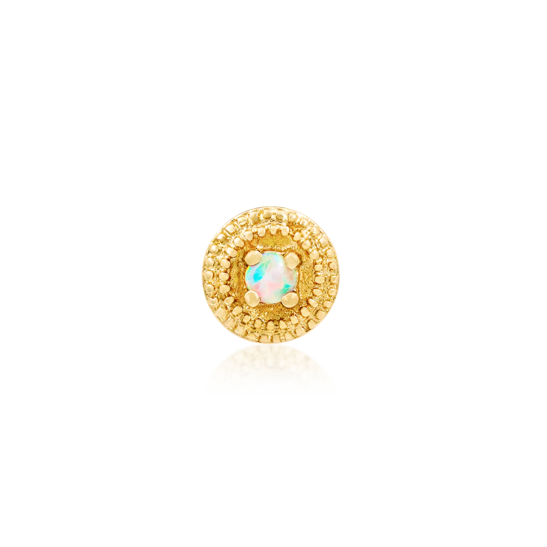 ROUND DOUBLE MILLGRAIN WITH OPAL - THREADLESS END *PRE-ORDER* Junipurr Jewelry