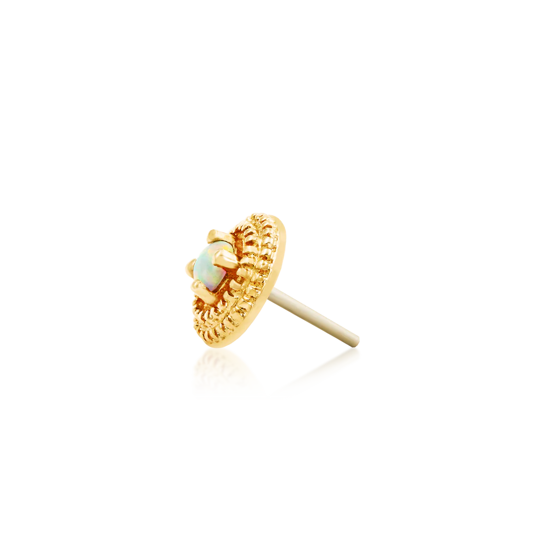 ROUND DOUBLE MILLGRAIN WITH OPAL - THREADLESS END *PRE-ORDER* Junipurr Jewelry