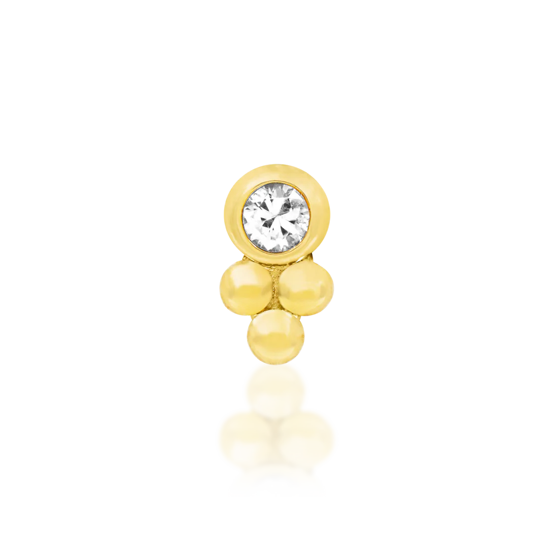 BEZEL-SET CZ TRI-BEAD - THREADLESS END *PRE-ORDER* Junipurr Jewelry