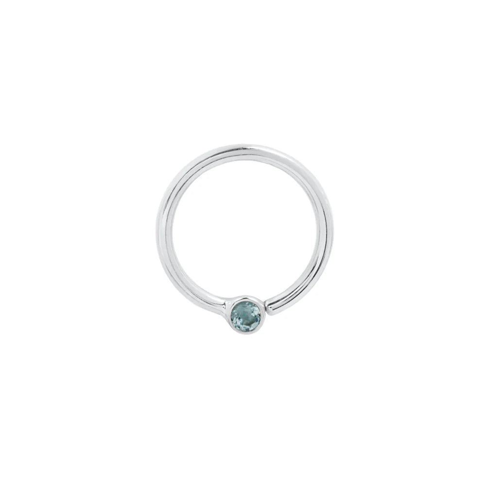 FIXED BEZEL BEAD + 2MM LONDON BLUE TOPAZ - SEAM RING *PRE-ORDER* Buddha Jewelry
