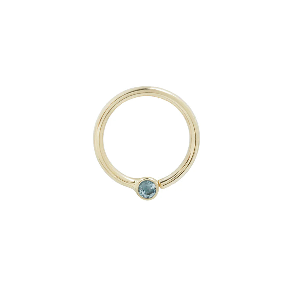 FIXED BEZEL BEAD + 2MM LONDON BLUE TOPAZ - SEAM RING *PRE-ORDER* Buddha Jewelry
