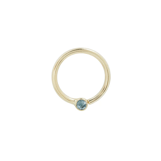 FIXED BEZEL BEAD + 2MM LONDON BLUE TOPAZ - SEAM RING *PRE-ORDER* Buddha Jewelry