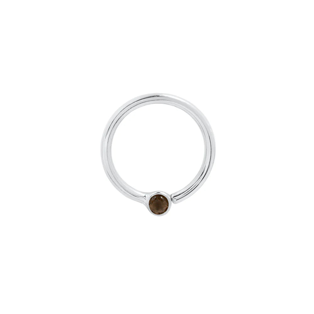 FIXED BEZEL BEAD + 2MM SMOKY QUARTZ - SEAM RING *PRE-ORDER* Buddha Jewelry