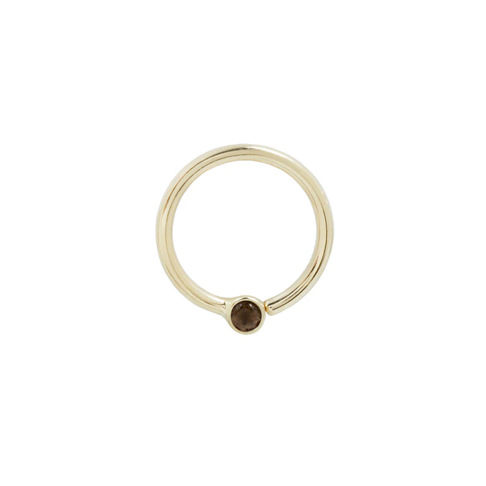 FIXED BEZEL BEAD + 2MM SMOKY QUARTZ - SEAM RING *PRE-ORDER* Buddha Jewelry