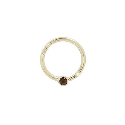 FIXED BEZEL BEAD + 2MM SMOKY QUARTZ - SEAM RING *PRE-ORDER* Buddha Jewelry
