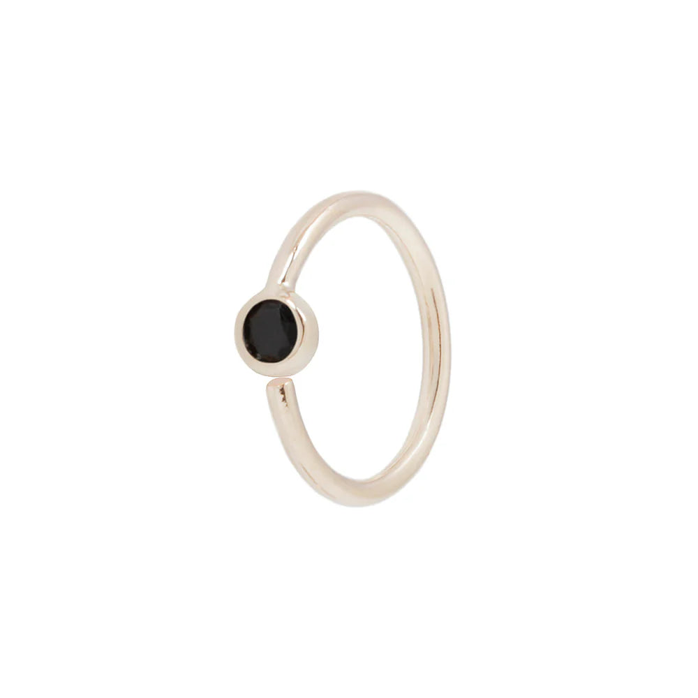 FIXED BEZEL BEAD + 2MM BLACK SPINEL + SIDE SET FACING - SEAM RING *PRE-ORDER* Buddha Jewelry