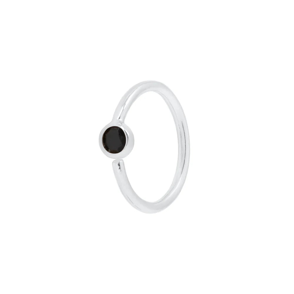 FIXED BEZEL BEAD + 2MM BLACK SPINEL + SIDE SET FACING - SEAM RING *PRE-ORDER* Buddha Jewelry