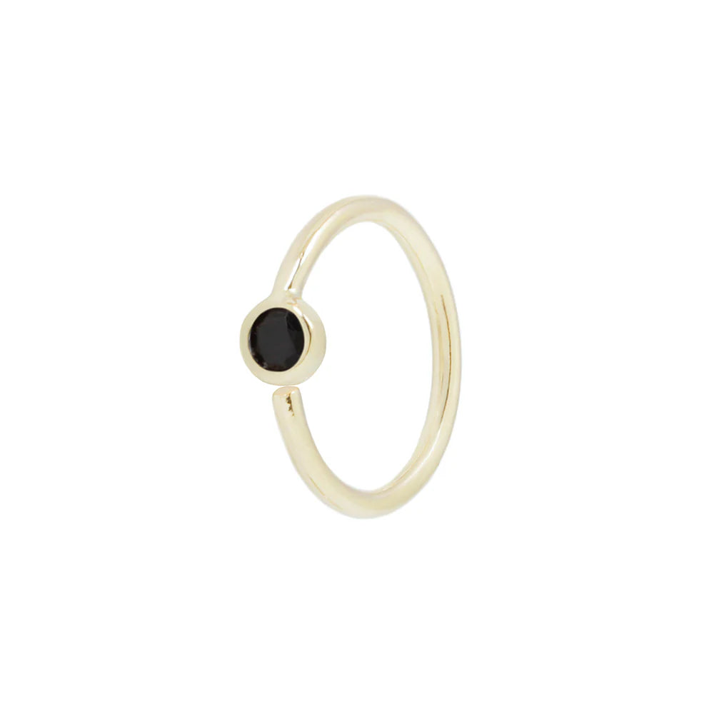 FIXED BEZEL BEAD + 2MM BLACK SPINEL + SIDE SET FACING - SEAM RING *PRE-ORDER* Buddha Jewelry