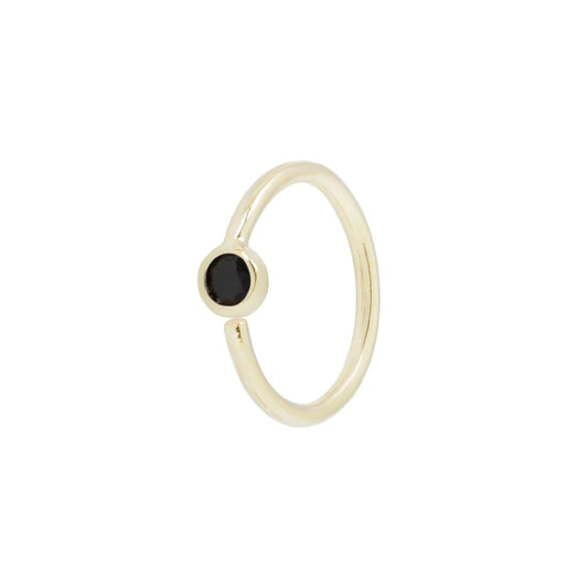 FIXED BEZEL BEAD + 2MM BLACK SPINEL + SIDE SET FACING - SEAM RING *PRE-ORDER* Buddha Jewelry