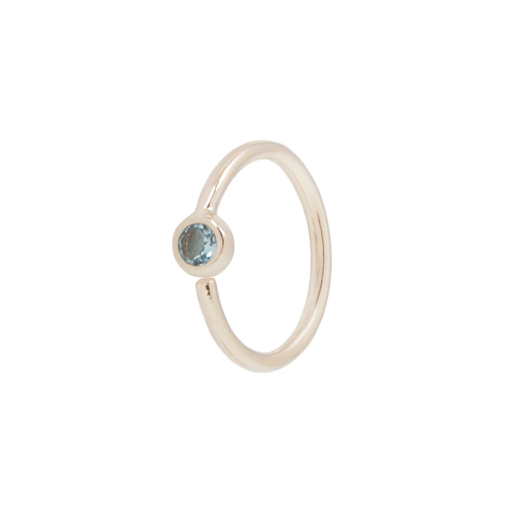 FIXED BEZEL BEAD + 2MM LONDON BLUE TOPAZ + SIDE SET FACING - SEAM RING *PRE-ORDER* Buddha Jewelry