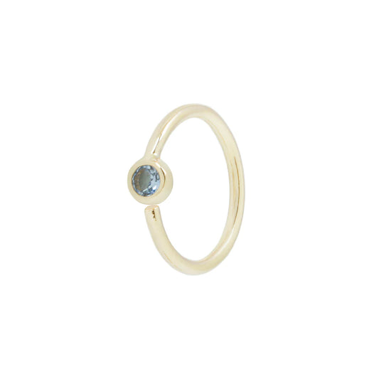 FIXED BEZEL BEAD + 2MM LONDON BLUE TOPAZ + SIDE SET FACING - SEAM RING *PRE-ORDER* Buddha Jewelry