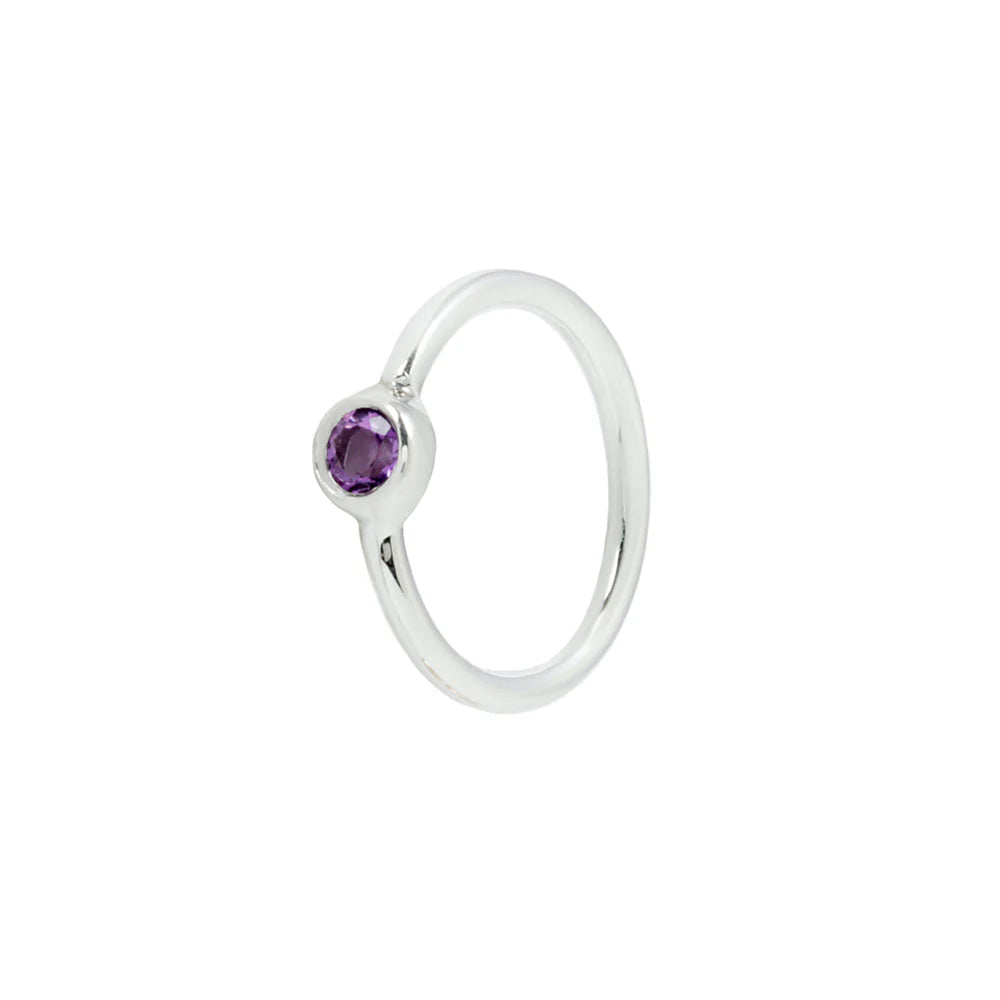 FIXED BEZEL BEAD + 2MM AMETHYST SIDE SET FACING - SEAM RING *PRE-ORDER* Buddha Jewelry
