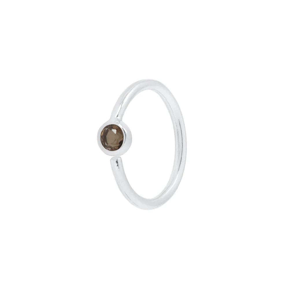 FIXED BEZEL BEAD + 2MM SMOKY QUARTZ + SIDE SET FACING - SEAM RING *PRE-ORDER* Buddha Jewelry