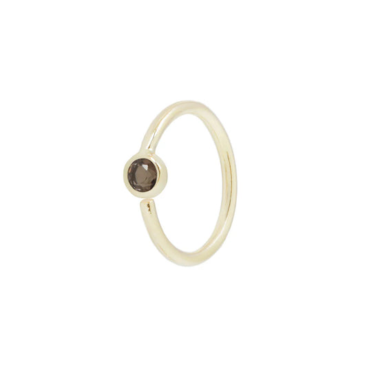 FIXED BEZEL BEAD + 2MM SMOKY QUARTZ + SIDE SET FACING - SEAM RING *PRE-ORDER* Buddha Jewelry