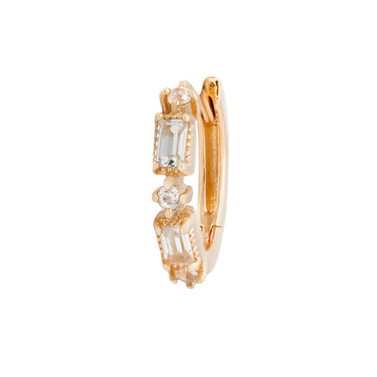 EUPHORIA HUGGIE + WHITE SAPPHIRE - CLICKER RING *PRE-ORDER* Buddha Jewelry